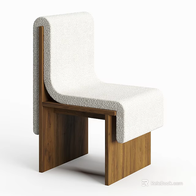 Stylish Modern Accent Chair With Wooden Frame And White Curved Upholstery Design 3d model 