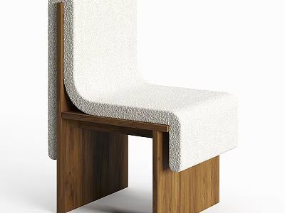 Stylish Modern Accent Chair With Wooden Frame And White Curved Upholstery Design 3d model