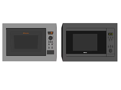Modern Kitchen Appliances Two Microwave Ovens With Control Panels And Digital Displays 3d model
