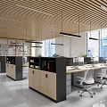 Modern Public Office Area Public Office Area Computer Desk Bookcase Partition Cabinet 3d model