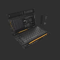 Open Laptop with Yellow Accents Keyboard Screen Featuring Slim Accessory Tech Inspired High Performance Design