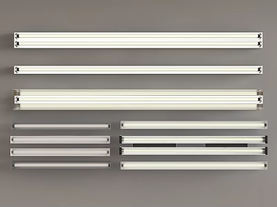 Stylish Linear Lighting Fixture Set With Various Lengths And White Silver Finishes For Indoor Lighting Use 3d model