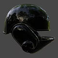 Modern Black Tactical Weapon Helmet With Sleek Shiny Surface And Face Shield