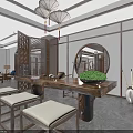 Chinese Style Lobby Interior With Wooden Staircase Traditional Chandelier And Carved Screens
