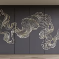 Modern Luxury Interior Background Wall Design With Black Surface And Golden Abstract Lines