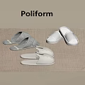 Soft Comfortable Poliform Slippers In Gray And White On Carpet Surface 3d model
