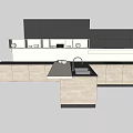 Modern Kitchen Interior With Dark And Light Cabinets Stone Countertop And Island