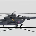 Dark Colored Helicopter With Number 76 Red Star Main And Tail Rotors