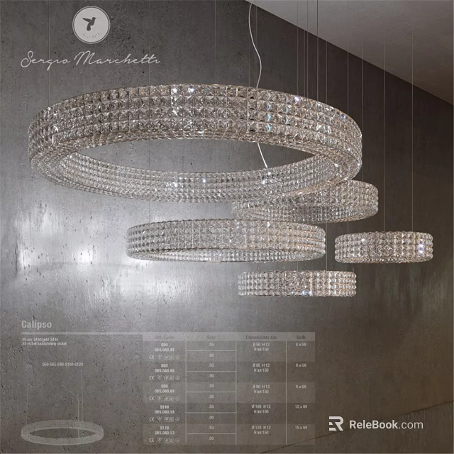 Elegant Modern Crystal Chandelier With Layered Circular Rings For Interior Decor 3d model 
