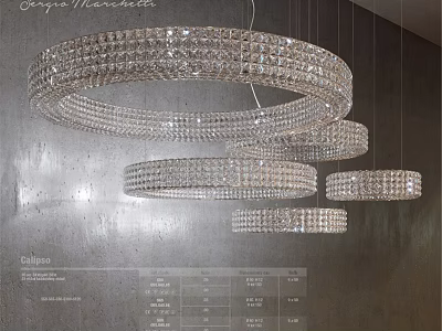 Elegant Modern Crystal Chandelier With Layered Circular Rings For Interior Decor 3d model