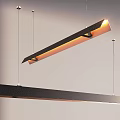 Modern Long Rectangular Pendant Lights With Metallic Frame And Warm Glow In Contemporary Interior 3d model