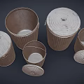 Metal Trash Cans with Lids and Ribbed Design in Various Sizes for Home Use