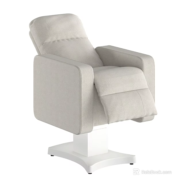 Beige Comfortable Massage Chair With Modern Sleek Design White Base And Footrest 3d model 