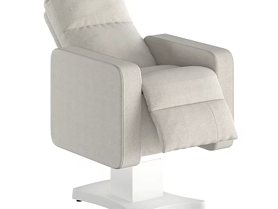 Beige Comfortable Massage Chair With Modern Sleek Design White Base And Footrest 3d model