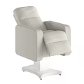 Beige Comfortable Massage Chair With Modern Sleek Design White Base And Footrest