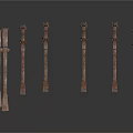 Multiple Rusted Metal Arched Support Bracket Components For Industrial Equipment