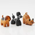 Cute Plastic Animal Toys Including Brown Dog Gray Balloon Dog And Orange Cat
