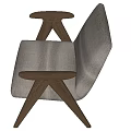 Modern Single Chair With Wooden Legs Armrests And Upholstered Seat Backrest