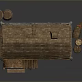 Traditional Rustic Cottage With Wooden Roof Stone Wall Base Wooden Stairs Chimney And Barrel
