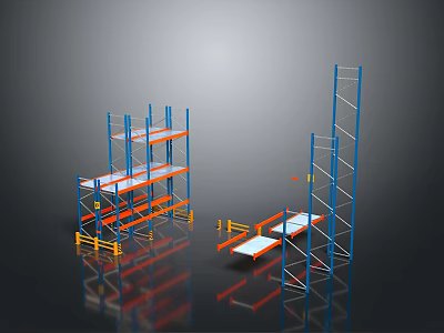 Heavy Duty Industrial Storage Equipment With Multi Tier Metal Racks For Warehouse Applications 3d model