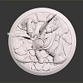 Game And Movie Character 3D Model With Wings And Dual Swords On Pink Base