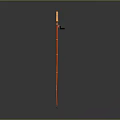 Red fishing rod with hanging fishing line on gray background for daily household use