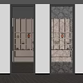 Modern Interior Glass Doors With Textured Panels And Black Frames Design 3d model