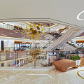 Modern Mall Atrium Second Floor Atrium Mall Hall Shopping Center Escalator Sightseeing Elevator 3d model