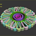 Colorful Vibrant Plant With Flower Like Petals And Central Purple Green Rings