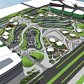 Modern Architectural Complex With Green Roofs Curved Roads And Open Public Spaces