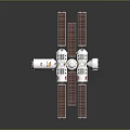Space Station Equipment Structure With Connected Modules And Solar Panels