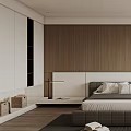 Modern Bedroom Interior Design With Wooden Wall Bed And Area Rug