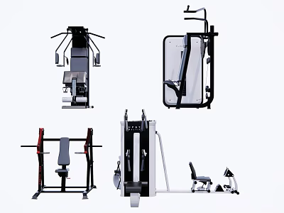 Sports Equipment With Chest Press Lat Pulldown Machine Barbell Rack And Fitness Gear 3d model