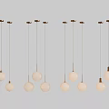 Modern Spherical Pendant Lights With Brass Hanging Rods And Glass Shades