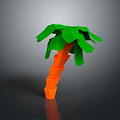 Creative Geometric Plant Design with Orange Layered Trunk and Green Leaves