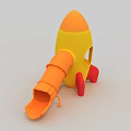 Rocket Shaped Playground Slide Equipment With Yellow Orange And Red Design 3d model