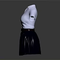 Light Blue Short Sleeve Shirt with Dark Gray Pleated Skirt and Belt