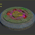Decorative Circular Stone Piece With Intricate Carved Pattern And Natural Textured Surface For Home Decor