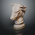 Bull Head Sculpture Fine Crafted In Stone With Detailed Features And Pedestal Stand