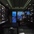 Elegant Jewelry Store Interior With Glass Display Cases Necklace On Display And Floral Decor