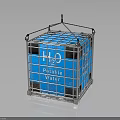 Blue Cube Container With H₂O Potable Water Label In Metal Frame And Top Hook