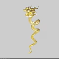 Golden Dragon Sculpture With Coiled Body And Decorative Art Design
