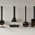 Stylish Modern Black Fireplaces With Various Designs And Fire Inside