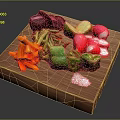 Fresh Colorful Vegetables on Wooden Cutting Board with Beets Avocado Radishes and Bell Peppers