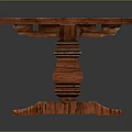 Classic Mahogany Long Table With Carved Legs Stretcher Base And Smooth Surface