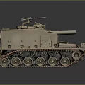 Military Armored Tank With Large Cannon Barrel Tracked Wheels And Thick Armor