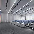 Modern Conference Room Interior With Arranged Seats And Large Projection Screen