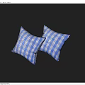 Set Of Two Soft Blue And White Checkered Decorative Pillows For Cozy Home Use