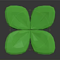 Green Low Poly Four Leaf Clover Plant With Four Leaves And Green Stem