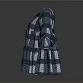 Stylish Blue and White Checkered Dress with Flared Bell Sleeves and Pleated Hem